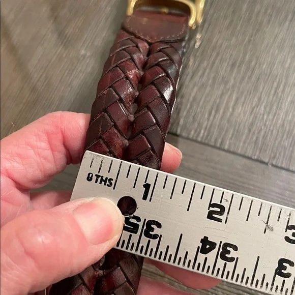 Coach Men’s Brown Braided Leather Belt Gold Brass Buckle 5922 Size 36” - Picture 9 of 16